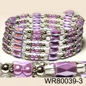 36inch Purple Plastic ,Glass, Magnetic Wrap Bracelet Necklace All in One Set